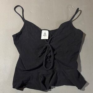 We The Free Black Lace-Up Cami Top